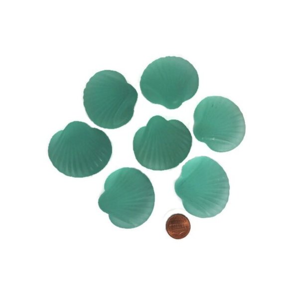 Designer Frosted Sea Glass Clam Shells Vase Fillers Decor Aqua Green - Picture 4 of 7